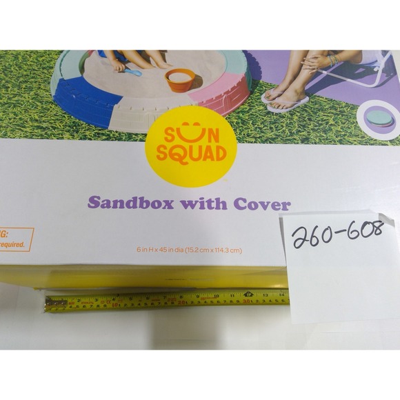 Sun Squad Sandbox with Cover Kids Toddler 45in Multicolor NEW 18m+ Backyard Toy - Picture 4 of 9